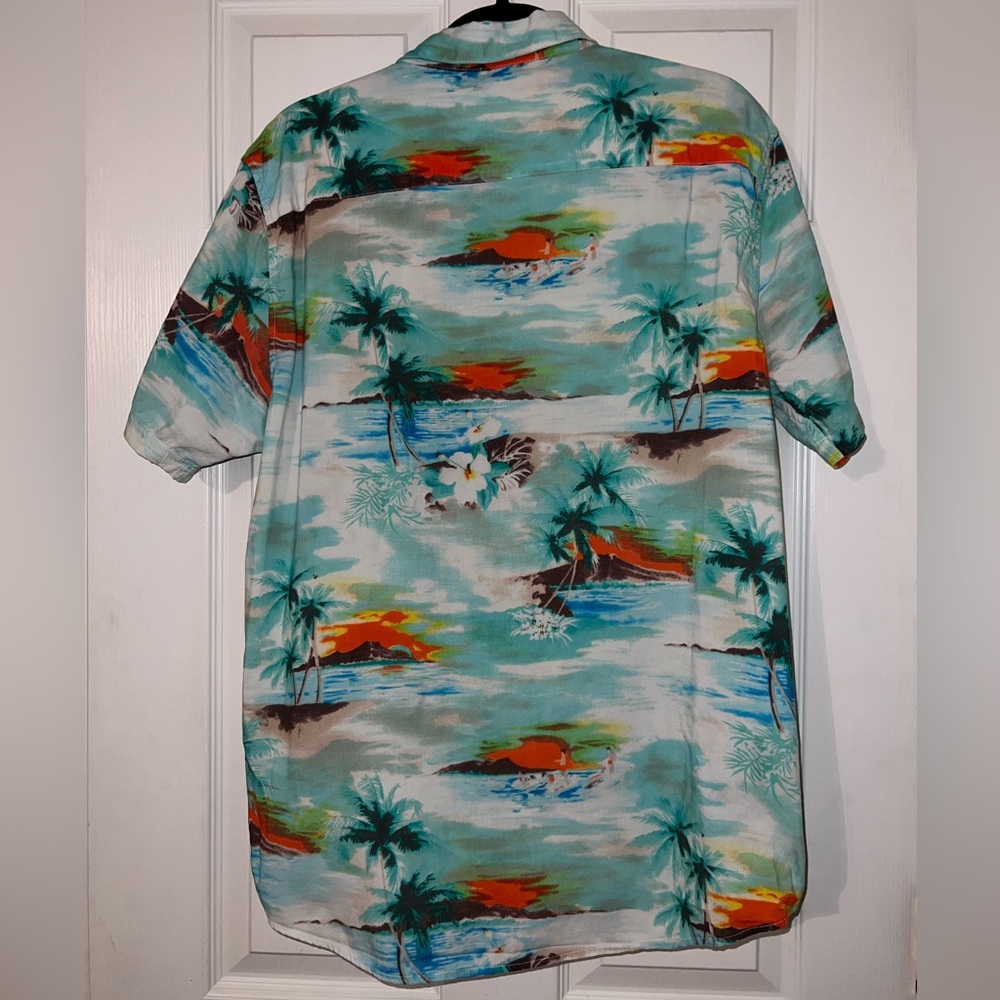 RVCA Men's Tropical Beach Print Shirt - Blue and Green - Picture 7 of 7